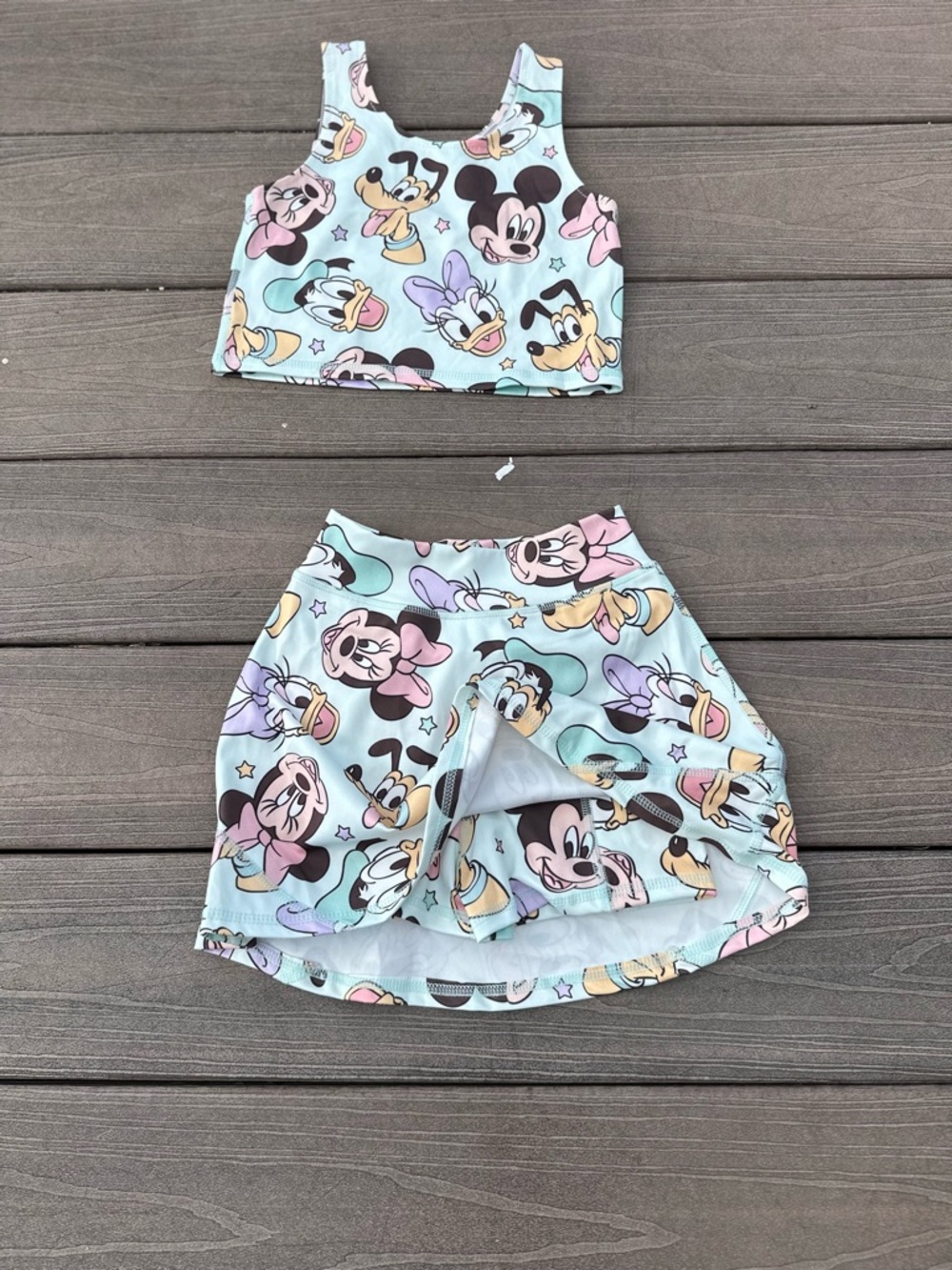 Girls Pastel Disney Character Skort Set - Mint Green - Picture 3 of 3
